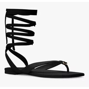 Kate Spade Flower Studded Gladiator Flat Sandals Size 5.5 Leather Classic